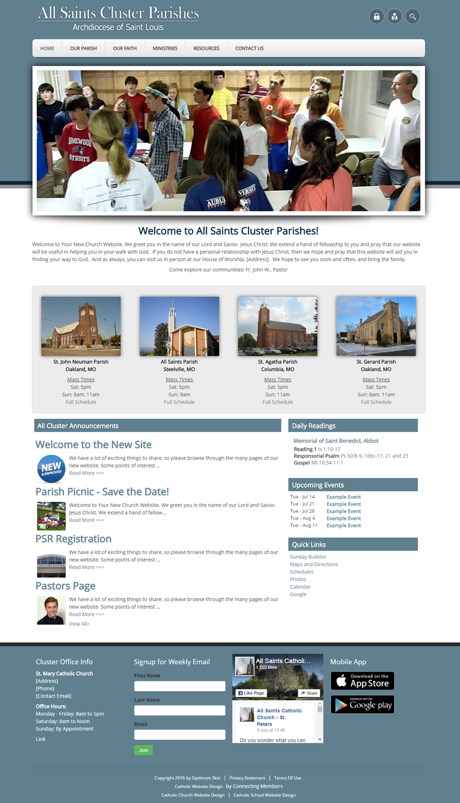 Parish Cluster Website Design Optimum