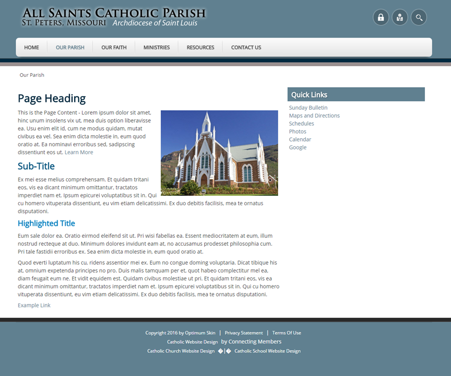 Catholic Church Websites Optimum Inner Page