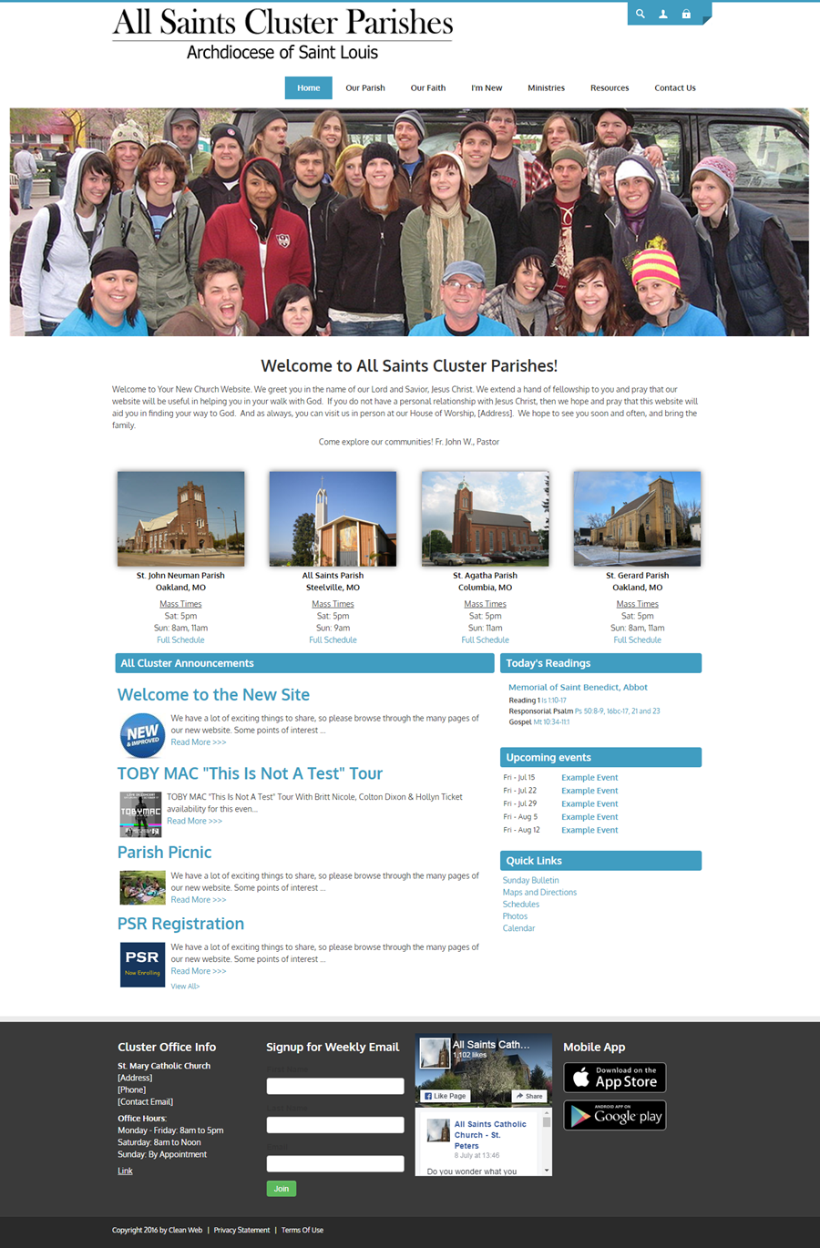 Parish Cluster Website Design Clean