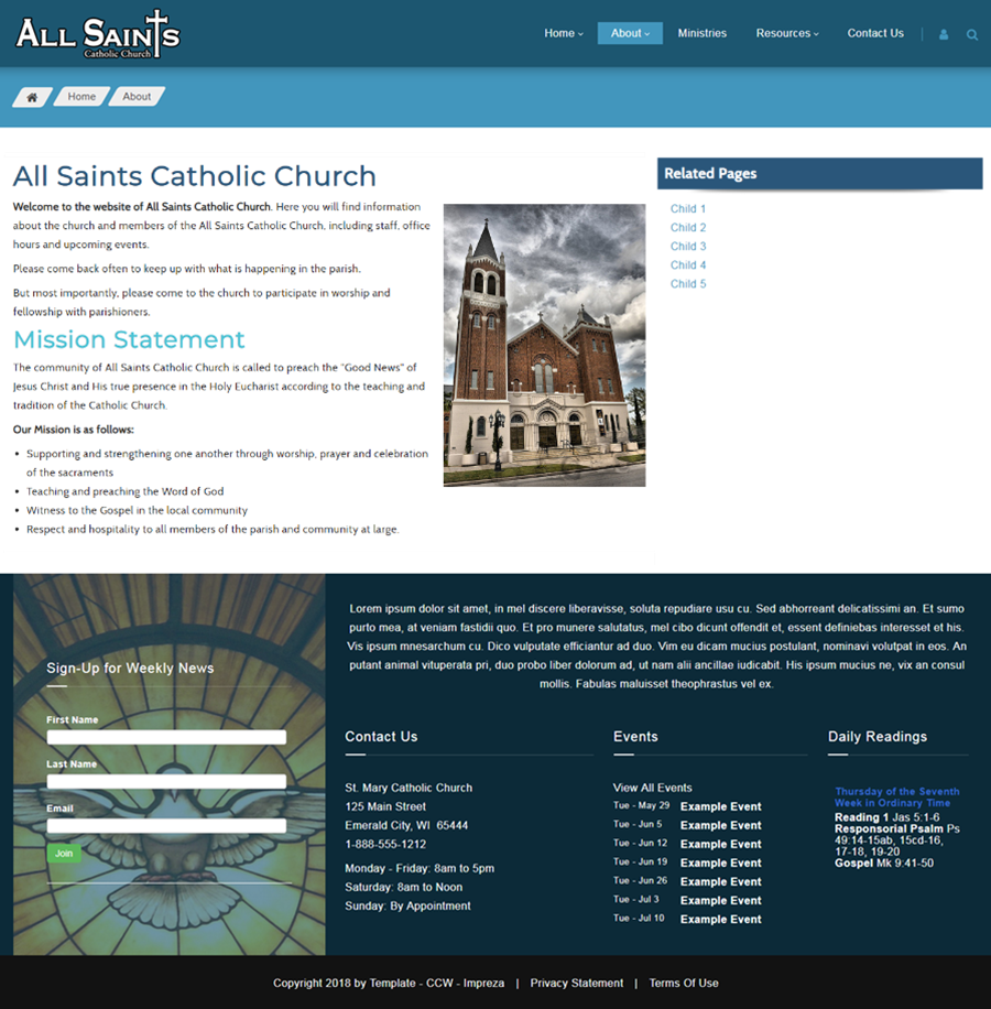 Best Catholic Church Websites Templates Imprezza