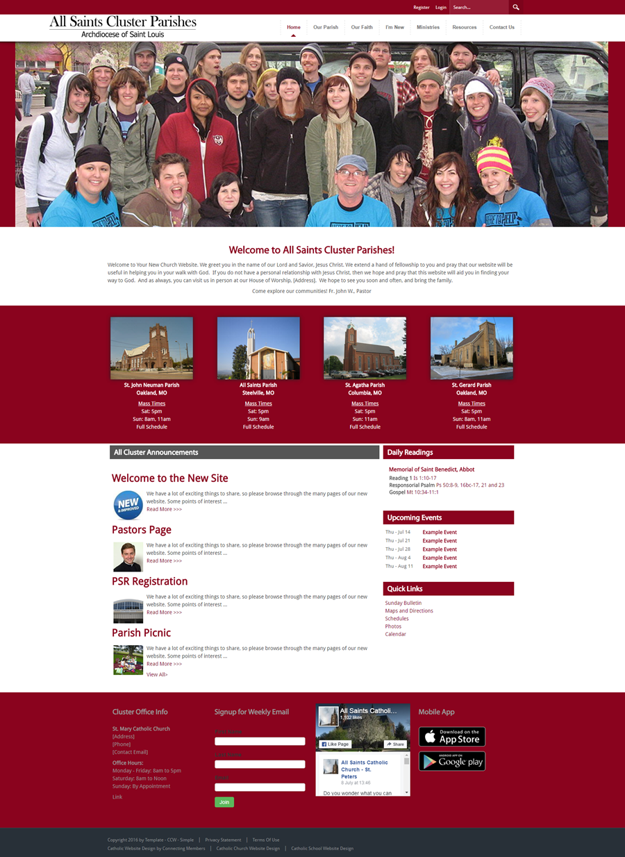 Parish Cluster Website Design Simple